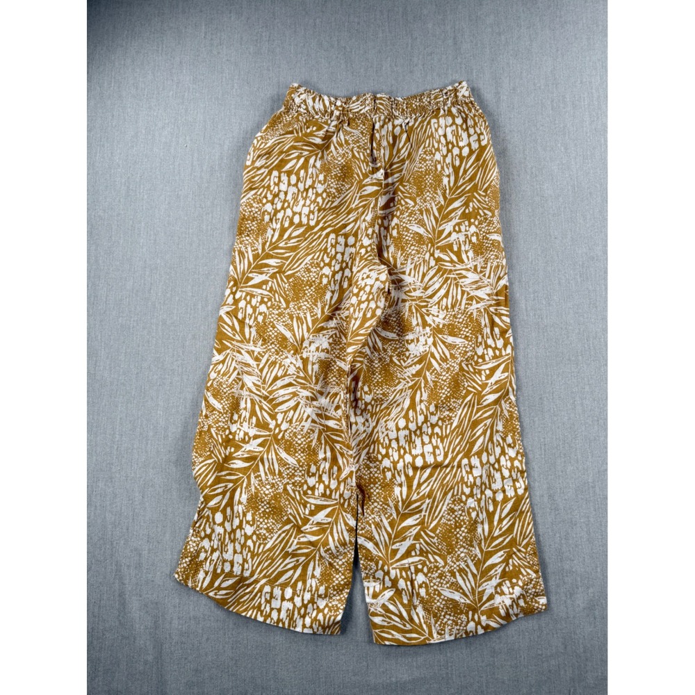 Christian Siriano New York Mustard Yellow Tropical Linen Wide Leg Pants Womens M - Picture 8 of 8